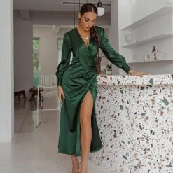 Robe En Satin Vert Foncé -Mode Bohème Soldes 3 bb7883c3 0f15 427a 9b80 e1e7ab417985