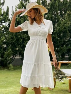 Robe Midi Champêtre Blanche -Mode Bohème Soldes 4 a4951743 f2d3 4e7d bb04 fdb7ab7b1911