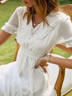 Robe Midi Champêtre Blanche -Mode Bohème Soldes 5 cc7d6627 02d6 45c3 83cb 6cd60e167e06