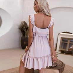 Robe D'Été Rétro Rose À Volants -Mode Bohème Soldes 6 72e9c042 3ac7 45cd ac35 6d8213d52301