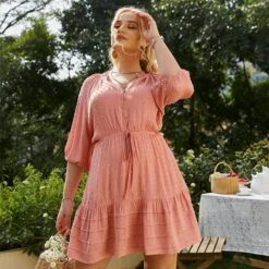 Robe Courte De Printemps En Rose -Mode Bohème Soldes 931129830827622400 ea3298b4 d009 43fa 906d 111c11a4ed50