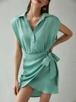 Robe En Satin À Manches Courtes -Mode Bohème Soldes 931199628324372480 4e8f5038 215f 4d12 908b c630f4b08766