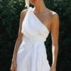 Robe Blanche Asymétrique -Mode Bohème Soldes Asymmetrical White Dress Floral Clothes
