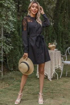 Robe Bohème À Col Roulé Noir