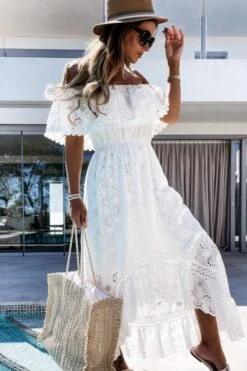 Robe De Plage Longue En Dentelle De Bohème