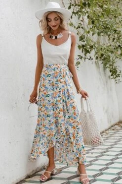 Jupe Bohème À Fleurs Fendues