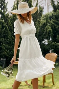 Robe Midi Champêtre Blanche