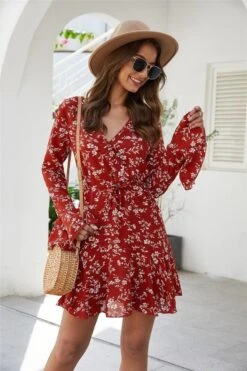 Robe De Bohème À Fleurs Rouges