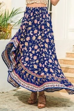 Robe Maxi Bohème Taille Haute