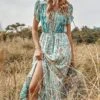 Robe Longue À Fleurs Hippie -Mode Bohème Soldes Hippie Floral Maxi Dress Floral Clothes
