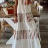 Robe De Maternité Blanche Hippie -Mode Bohème Soldes Hippie White Maternity Dress Peasant