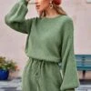 Robe Bohème Verte En Tricot