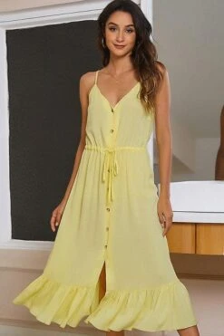 Robe Jaune Clair À Volants