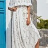 Robe Blanche Longue Et Fluide -Mode Bohème Soldes Long White Flowy Boho Dress Vintage