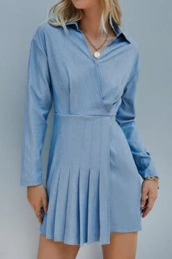 Robe Bohème Bleue Plissée