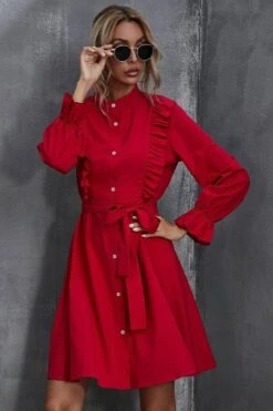 Robe Bohème Rouge À Volants