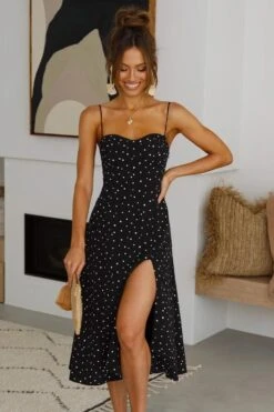 Robe Bohème Mi-Longue D'Été Noire