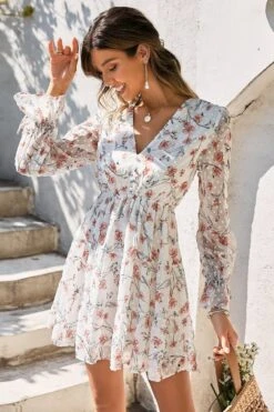 Robe Hippie À Fleurs Blanches