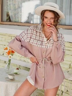 Blouse Chemise Rose à Manches Longues