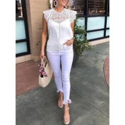 Blouse Blanche <br />Dentelle Bohème -Mode Bohème Soldes product image 1024121181