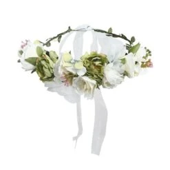 Couronne De Fleurs <br />Blanches Et Vertes
