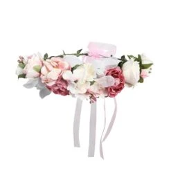 Couronne De Fleurs <br />Rose Et Blanche