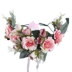 Couronne De Fleurs <br />Pastel Rose Et Gris
